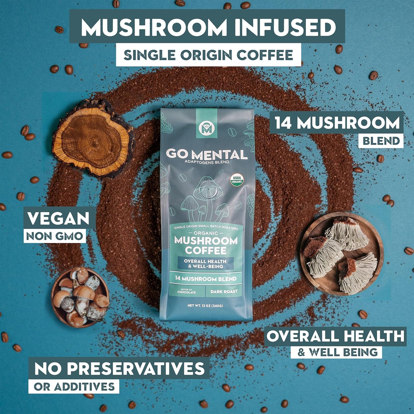 14 Mushroom Coffee Adaptogens Blend WS