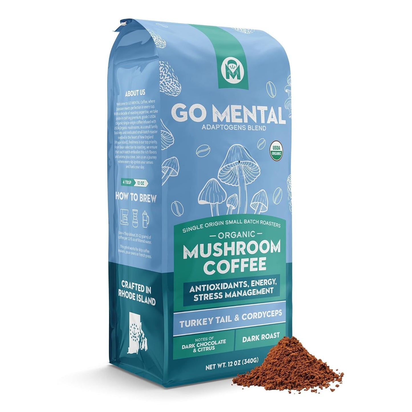 Organic Turkey Tail - Cordyceps Mushroom Coffee Dark Roast - WS
